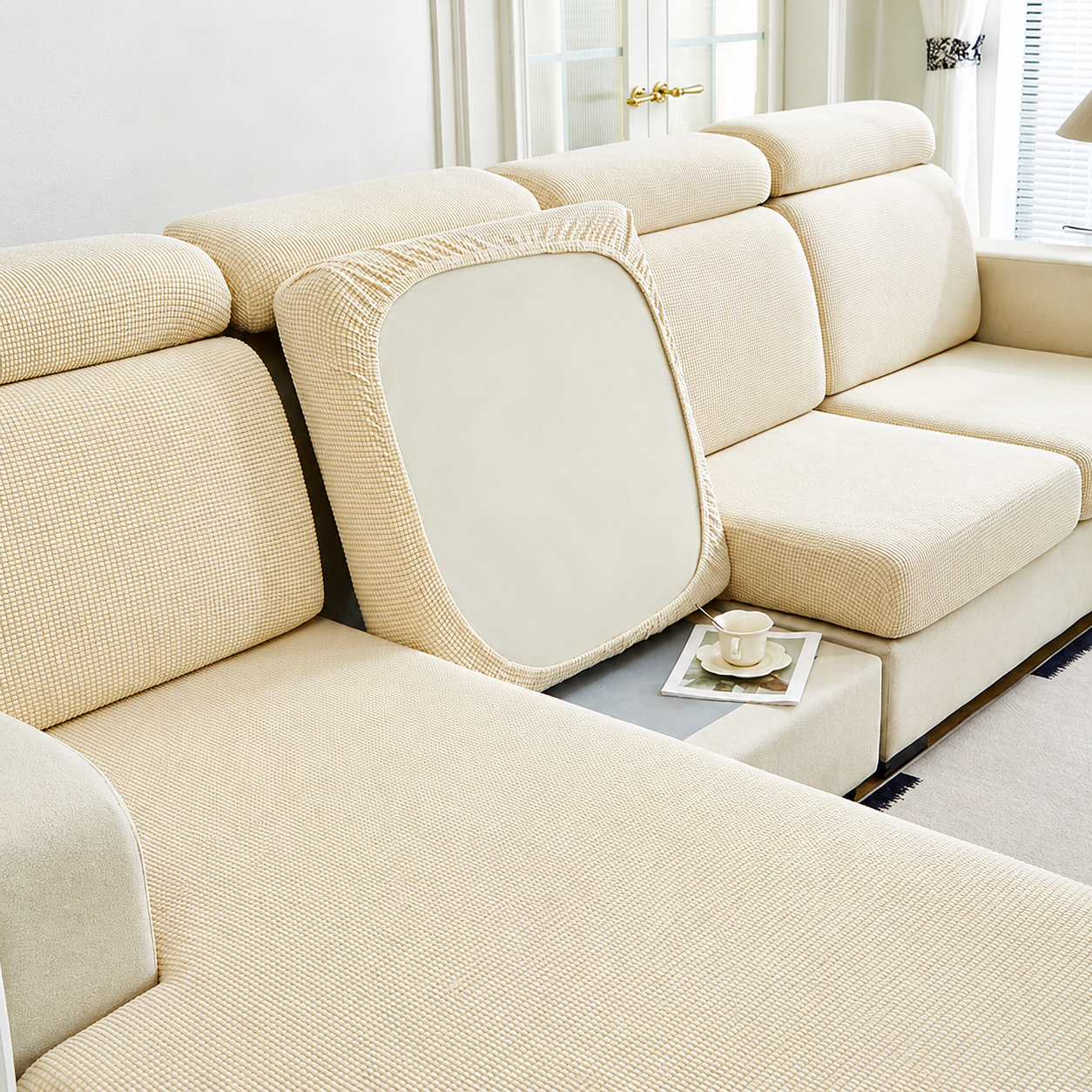 Anti Slip Jacquard L Shaped Cushion Sofa Couch Cover