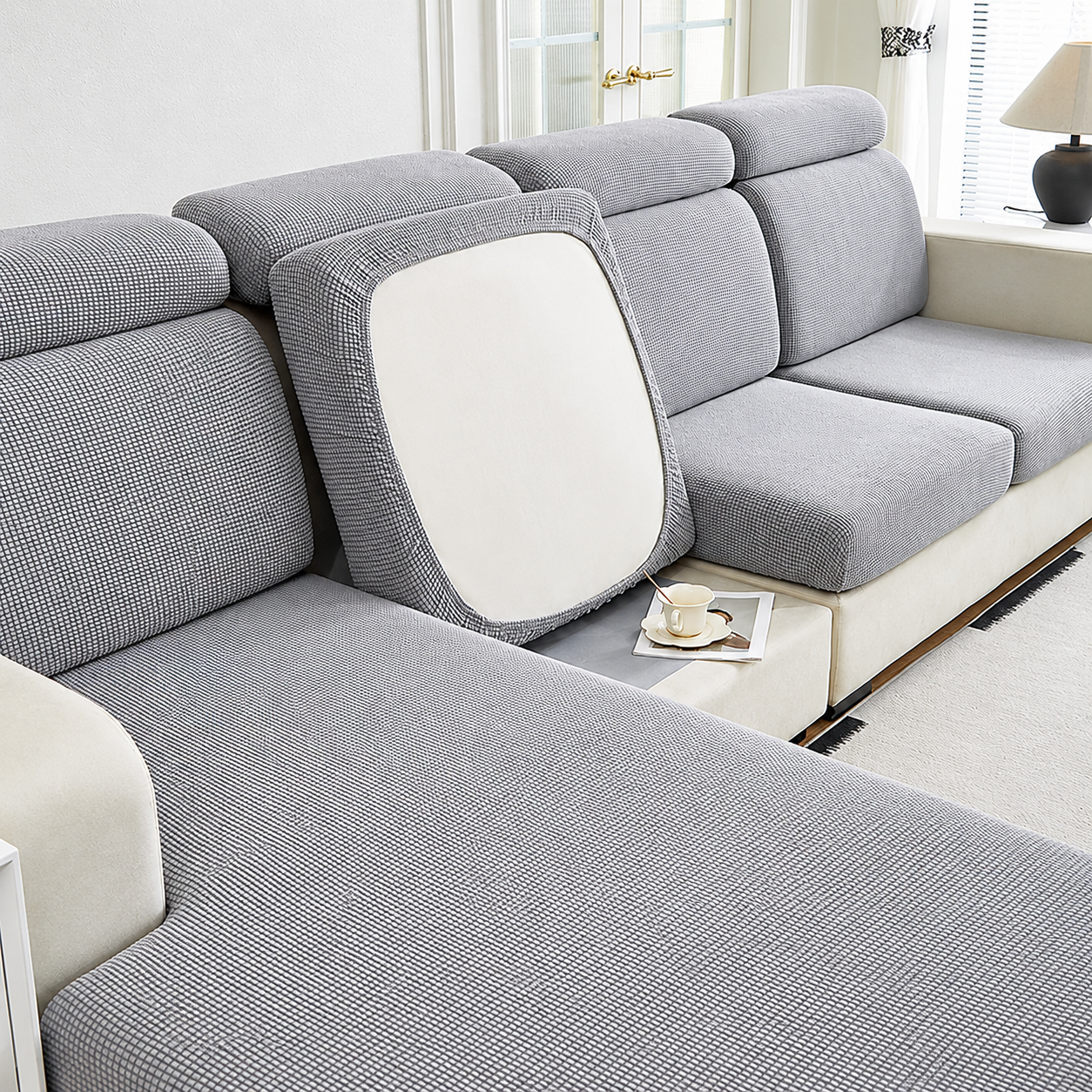 Anti Slip Jacquard L Shaped Cushion Sofa Couch Cover