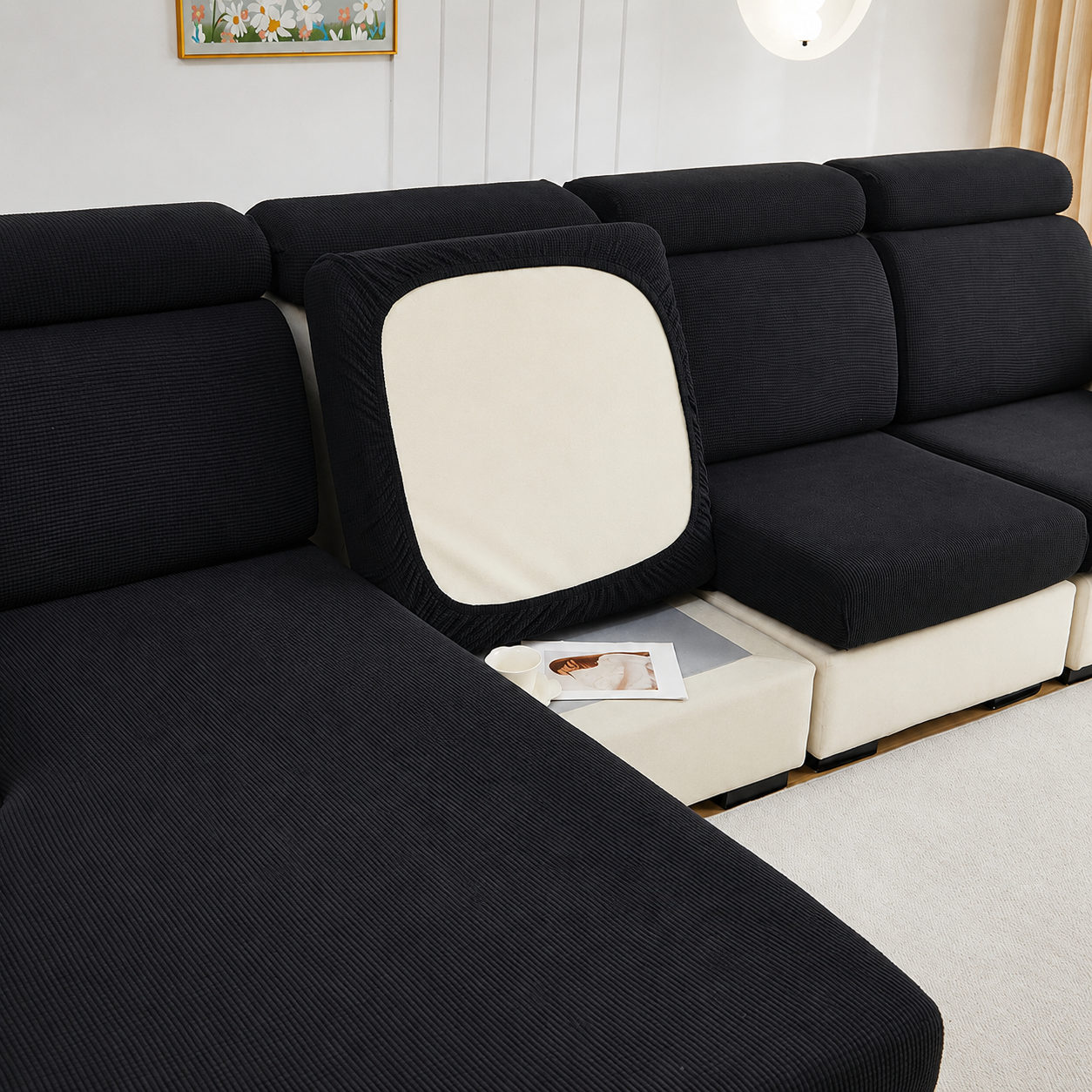 Anti Slip Jacquard L Shaped Cushion Sofa Couch Cover