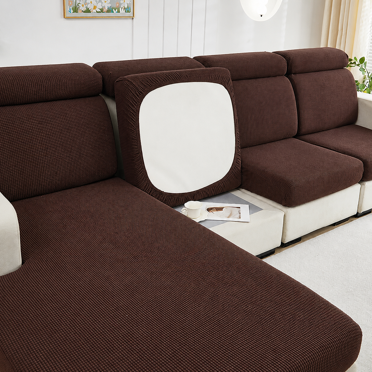 Anti Slip Jacquard L Shaped Cushion Sofa Couch Cover