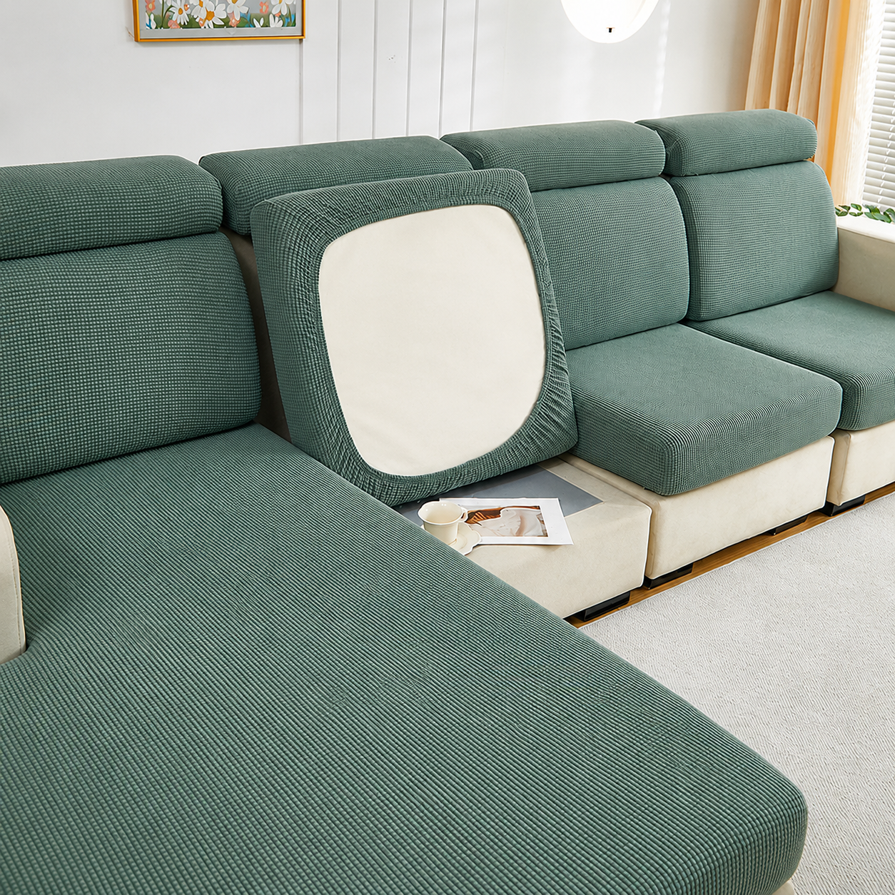 Anti Slip Jacquard L Shaped Cushion Sofa Couch Cover