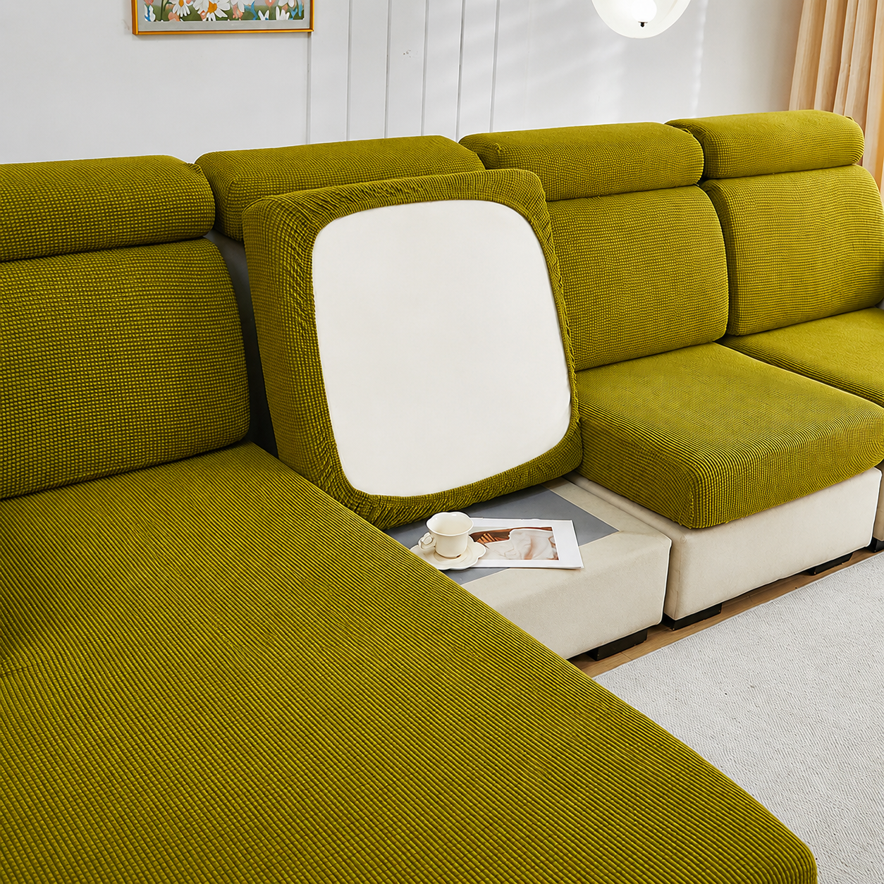Anti Slip Jacquard L Shaped Cushion Sofa Couch Cover