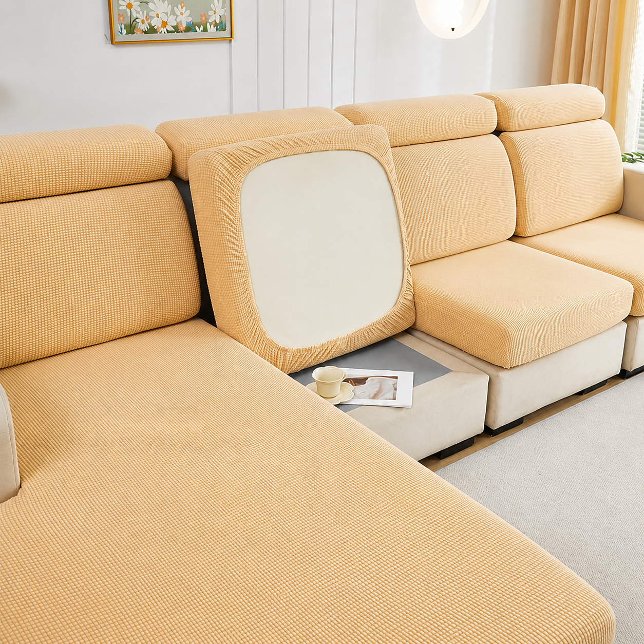 Anti Slip Jacquard L Shaped Cushion Sofa Couch Cover