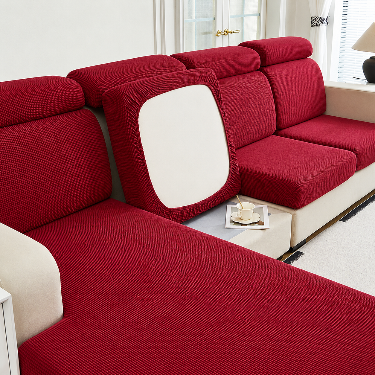 Anti Slip Jacquard L Shaped Cushion Sofa Couch Cover