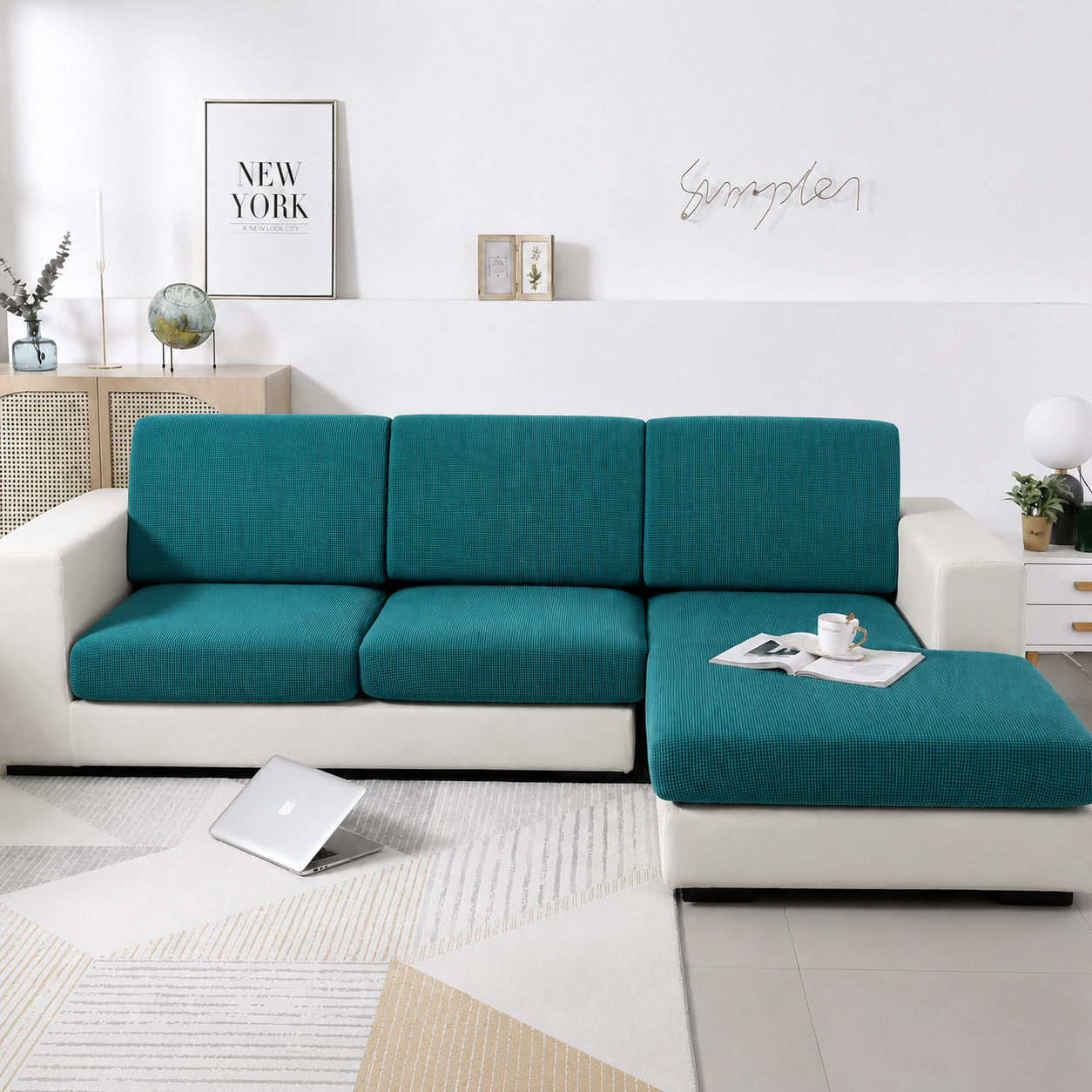 Anti Slip Jacquard L Shaped Cushion Sofa Couch Cover