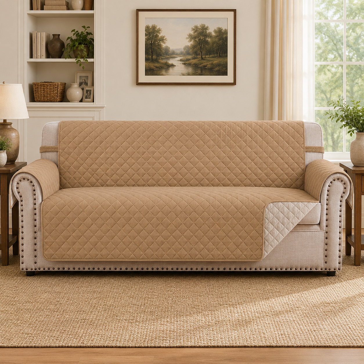 Quilted Slipcover Mat Armchair Couch Sofa Cover