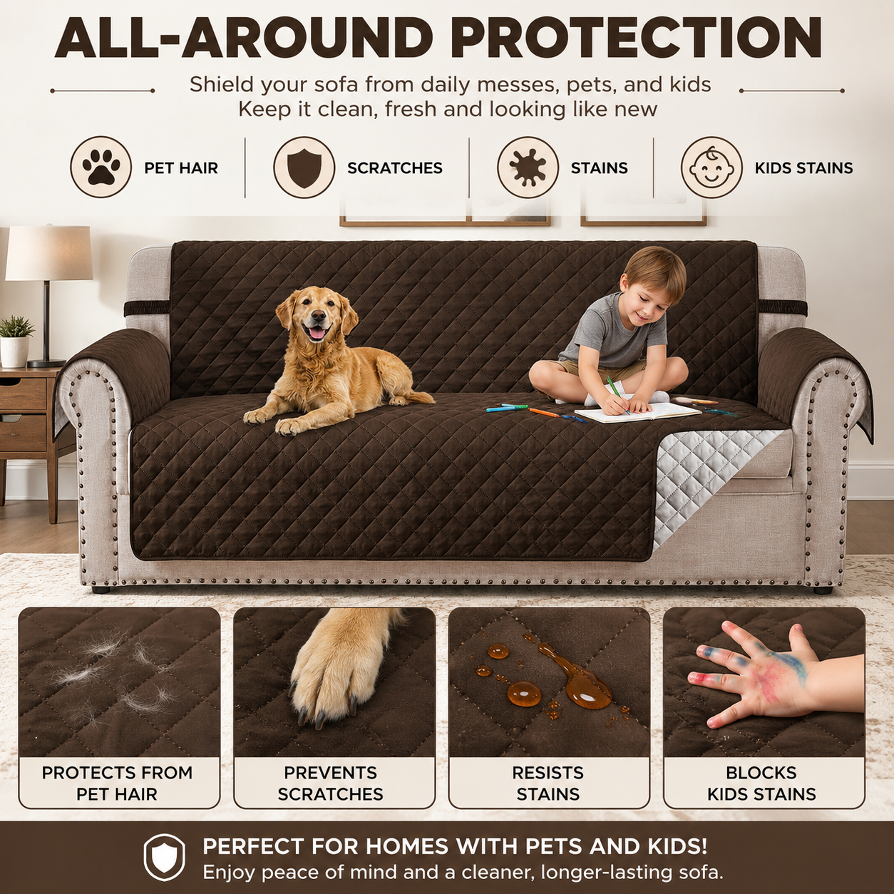 Quilted Slipcover Mat Armchair Couch Sofa Cover