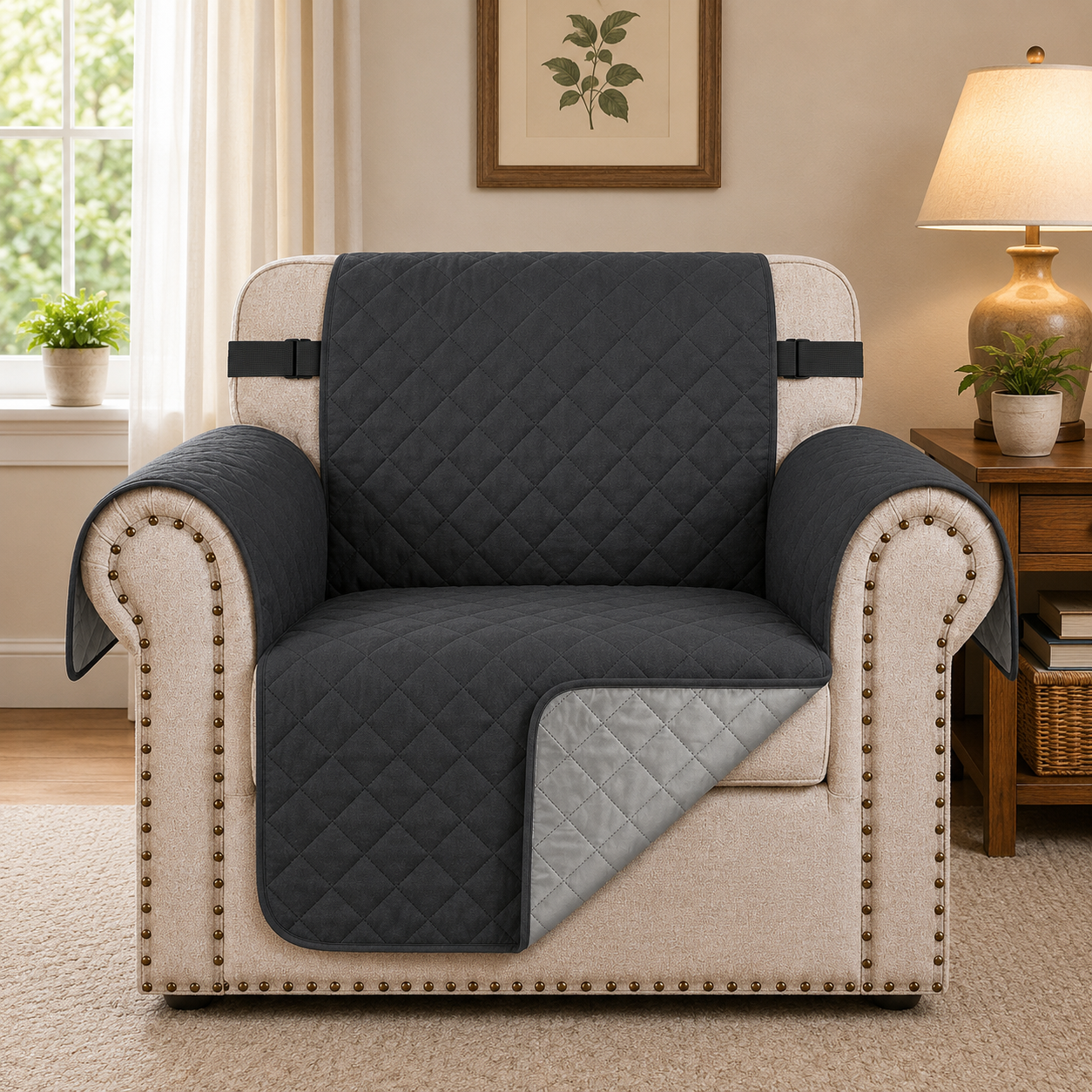Quilted Slipcover Mat Armchair Couch Sofa Cover