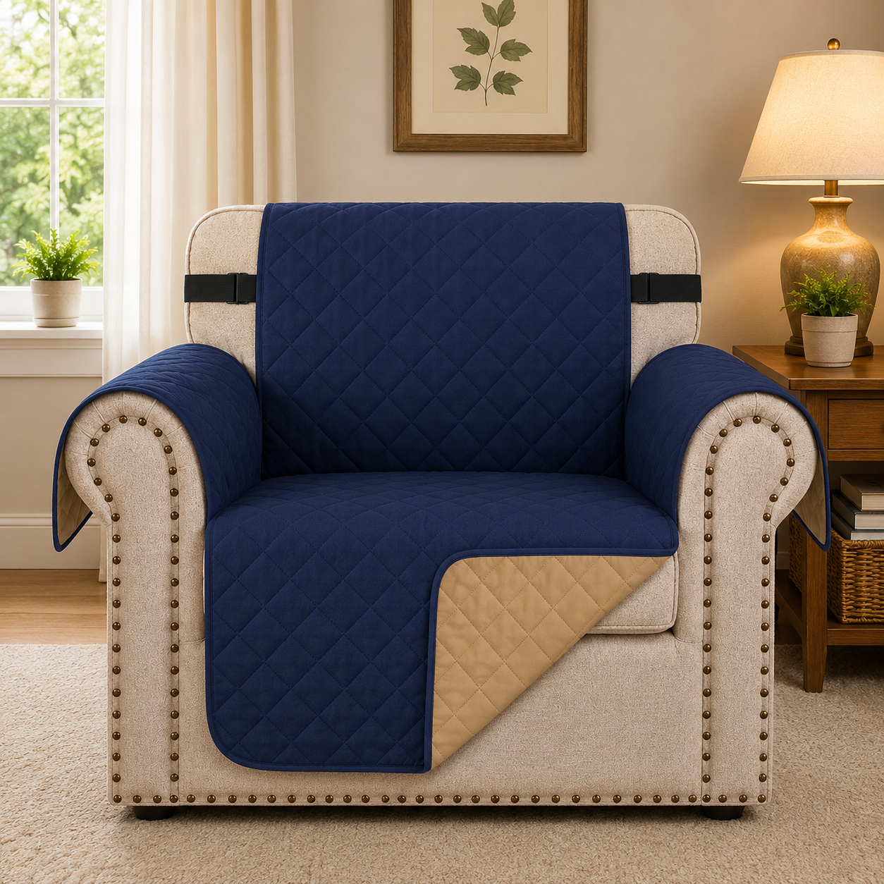 Quilted Slipcover Mat Armchair Couch Sofa Cover