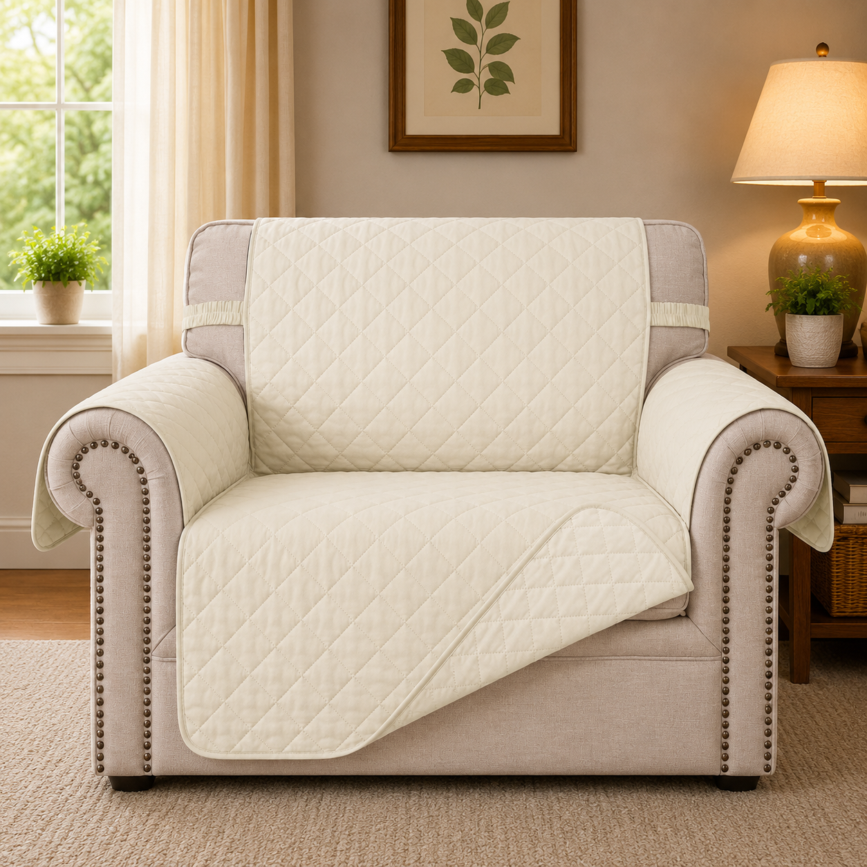 Quilted Slipcover Mat Armchair Couch Sofa Cover