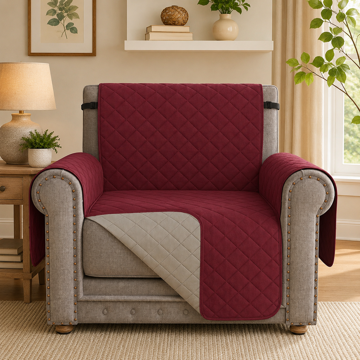 Quilted Slipcover Mat Armchair Couch Sofa Cover