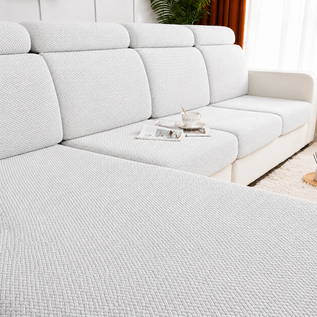 Jacquard L Shaped Cushion Slipcover Sofa Couch Cover