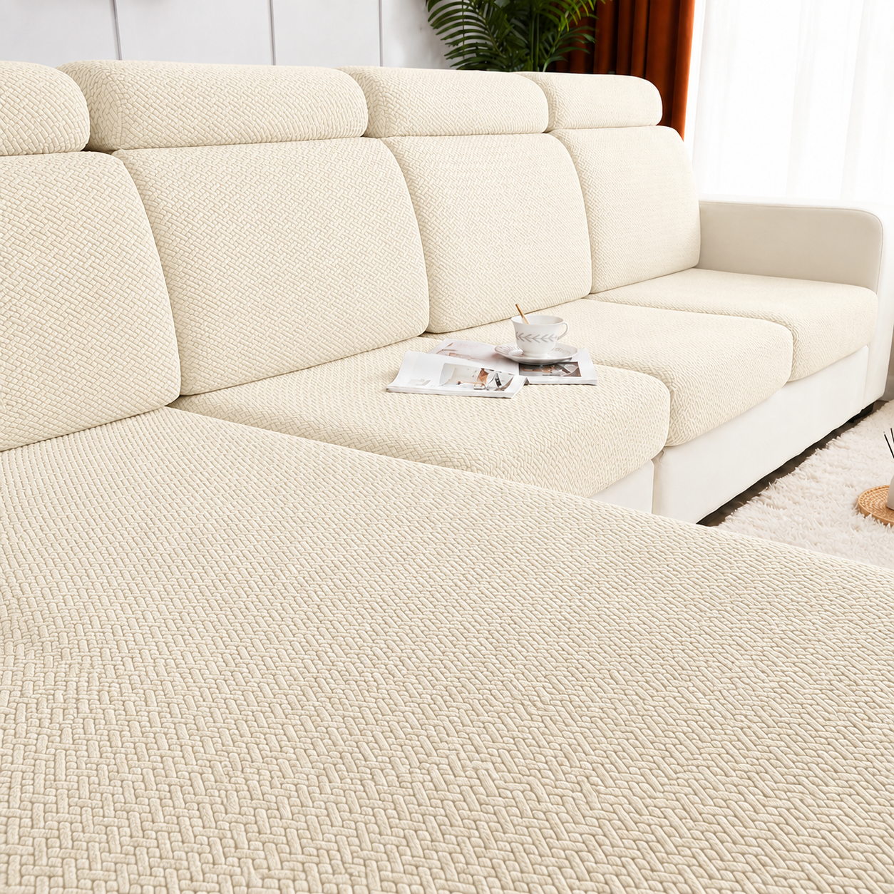 Jacquard L Shaped Cushion Slipcover Sofa Couch Cover