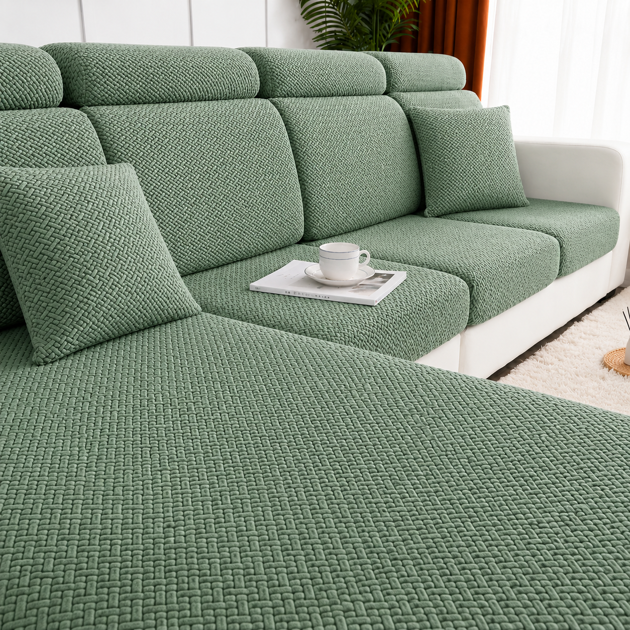 Jacquard L Shaped Cushion Slipcover Sofa Couch Cover