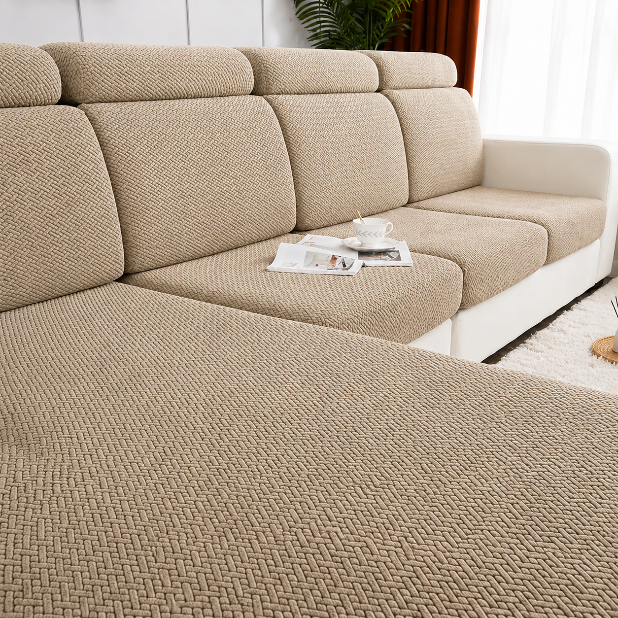 Jacquard L Shaped Cushion Slipcover Sofa Couch Cover