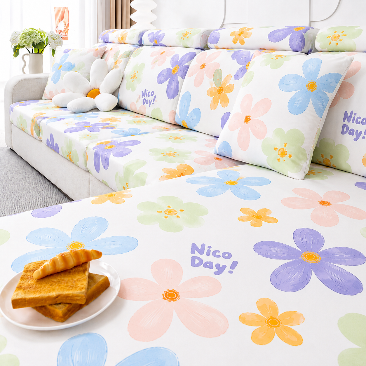 L Shaped Anti-Slip Leaf Cushion Sectional Sofa Couch Cover