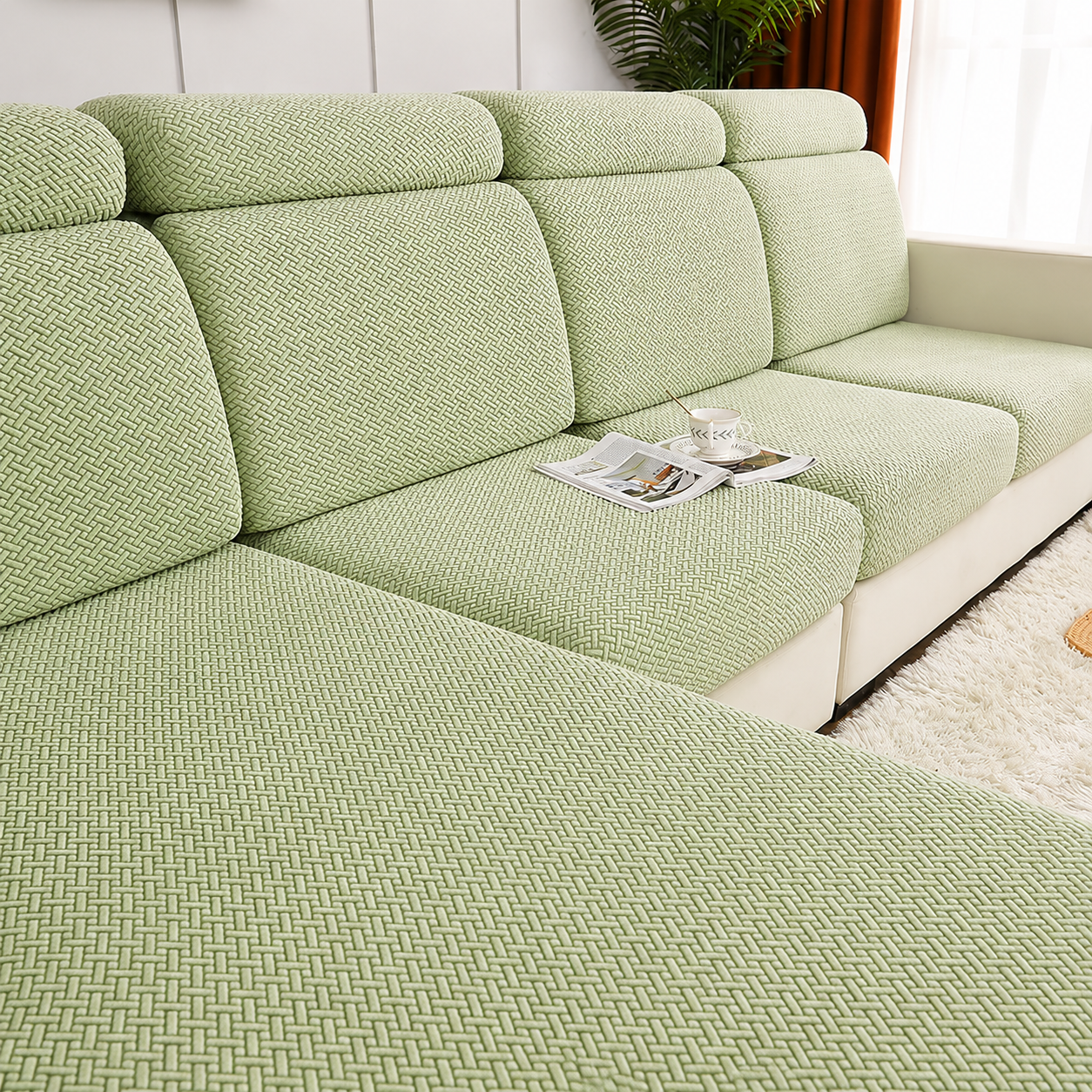 Jacquard L Shaped Cushion Slipcover Sofa Couch Cover