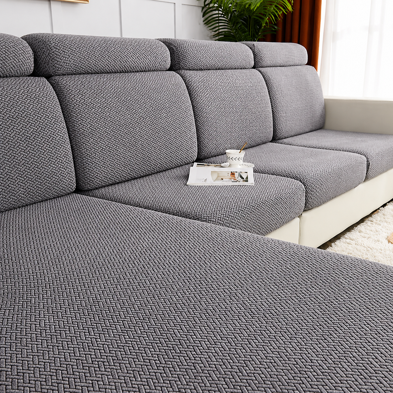 Jacquard L Shaped Cushion Slipcover Sofa Couch Cover