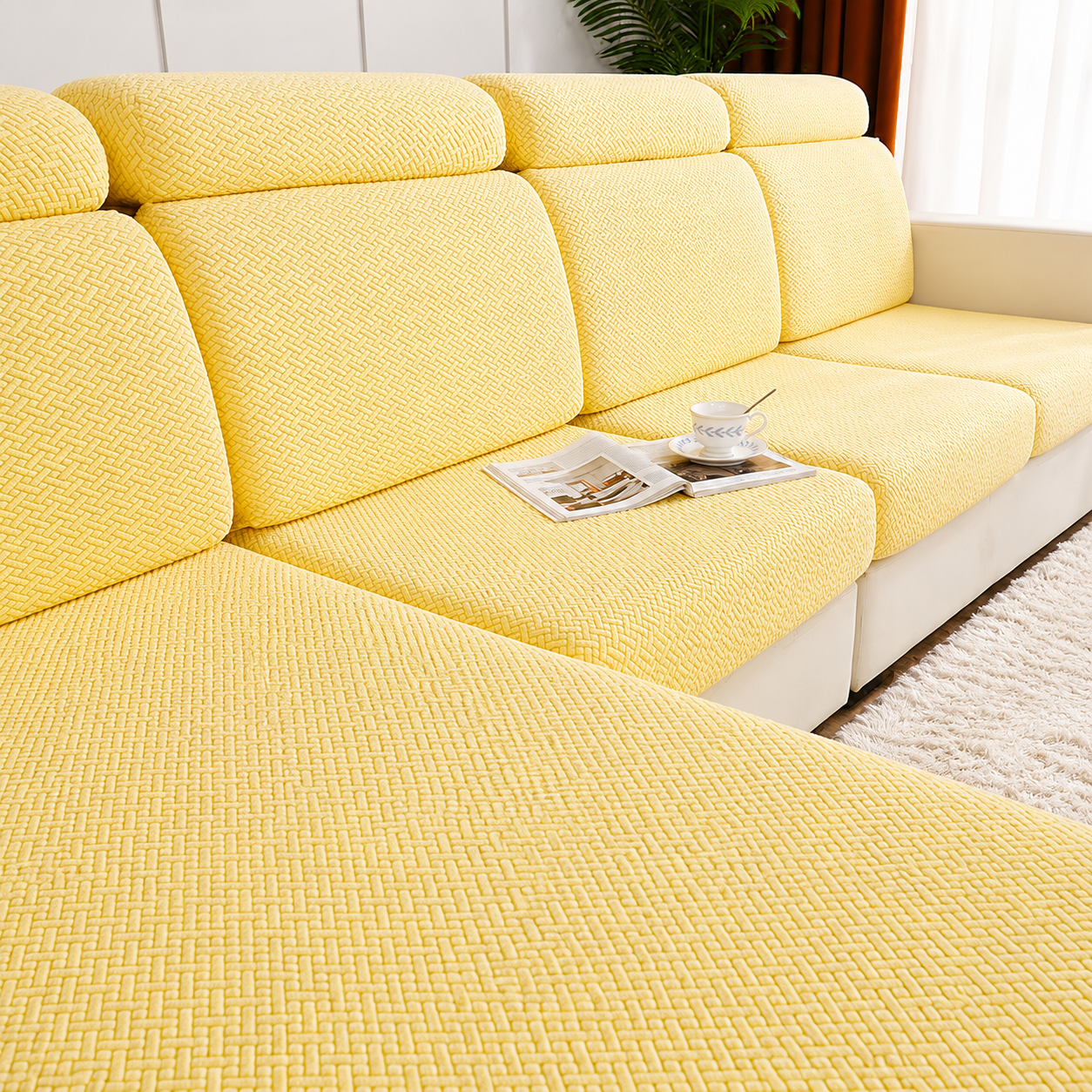 Jacquard L Shaped Cushion Slipcover Sofa Couch Cover
