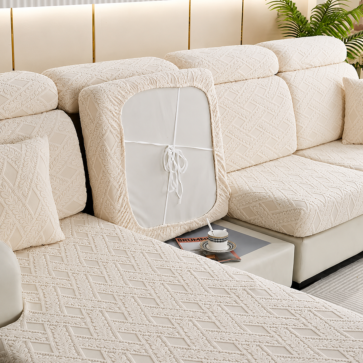 Anti Slip Jacquard L Shaped Sectional Cushion Sofa Couch Cover