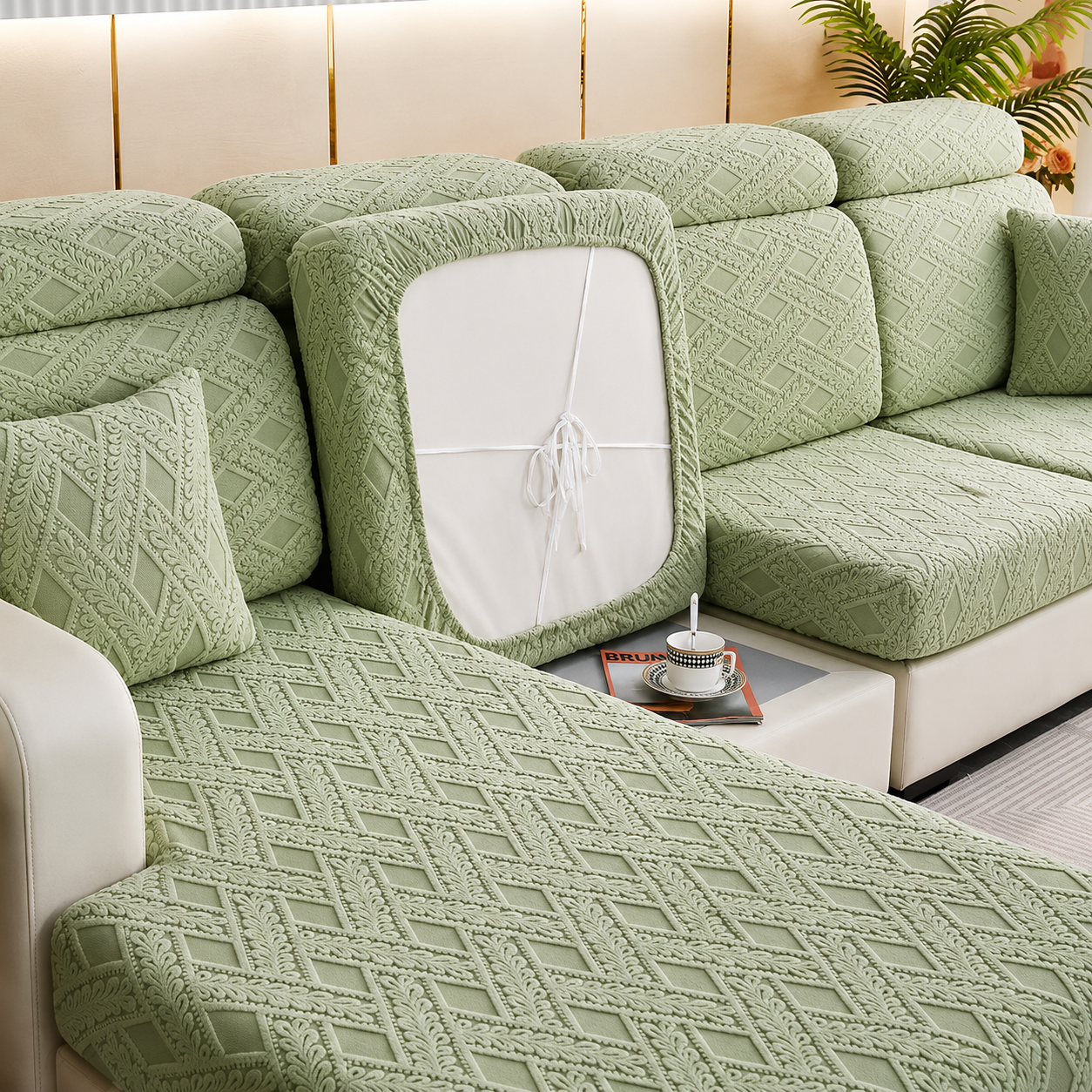 Anti Slip Jacquard L Shaped Sectional Cushion Sofa Couch Cover