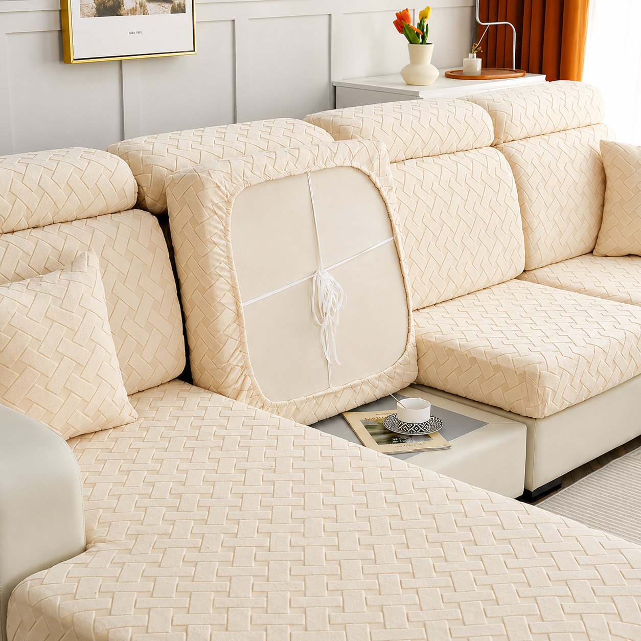 Anti Slip L Shaped Sectional Cushion Sofa Couch Cover