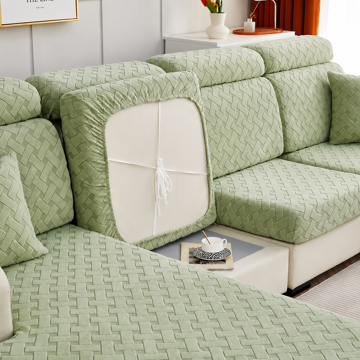 Anti Slip L Shaped Sectional Cushion Sofa Couch Cover