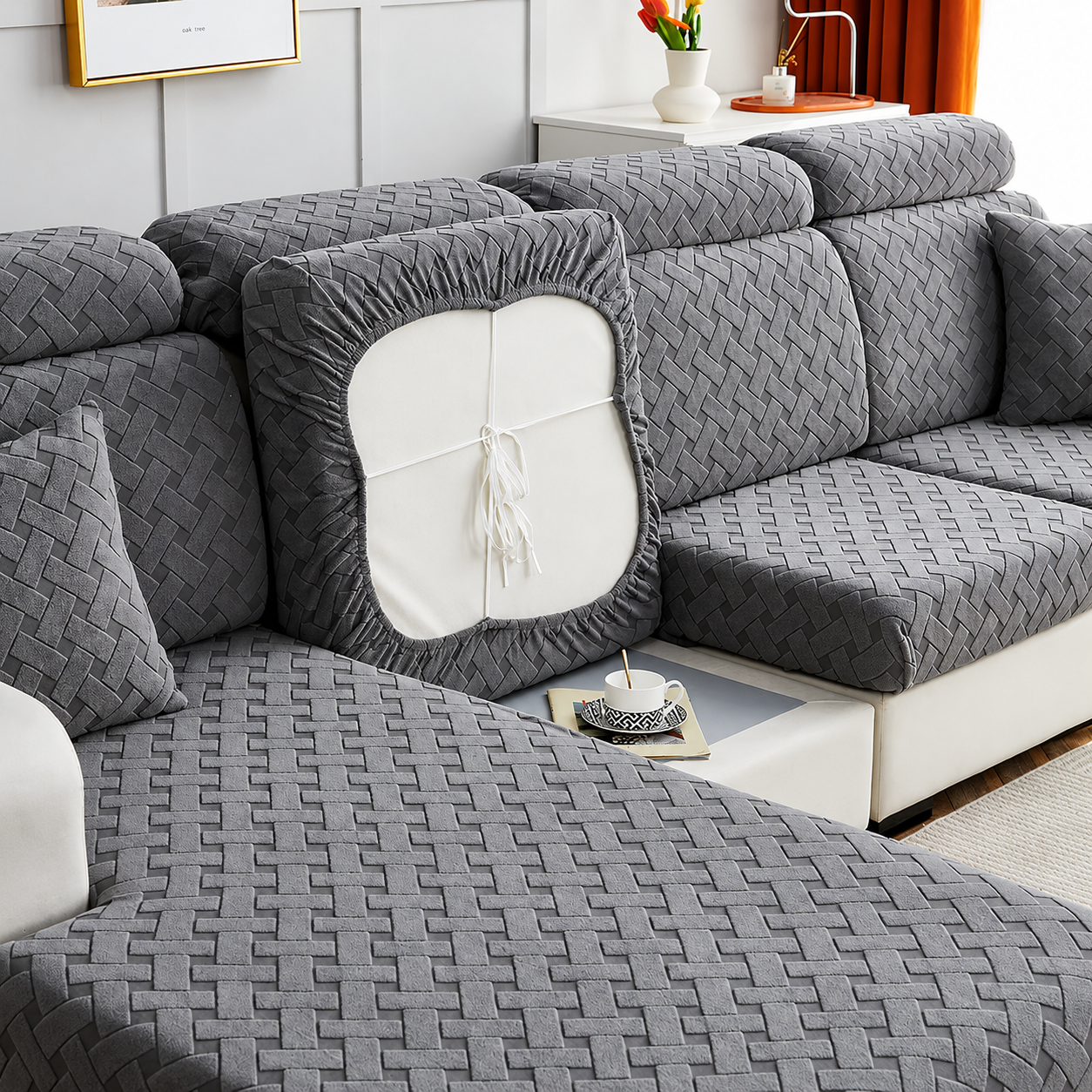 Anti Slip L Shaped Sectional Cushion Sofa Couch Cover