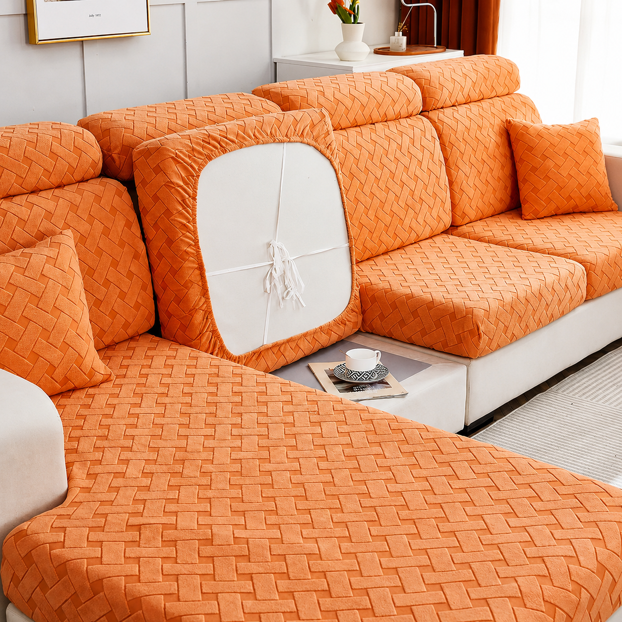 Anti Slip L Shaped Sectional Cushion Sofa Couch Cover