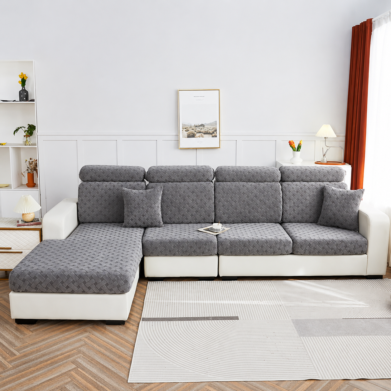 Anti Slip L Shaped Sectional Cushion Sofa Couch Cover
