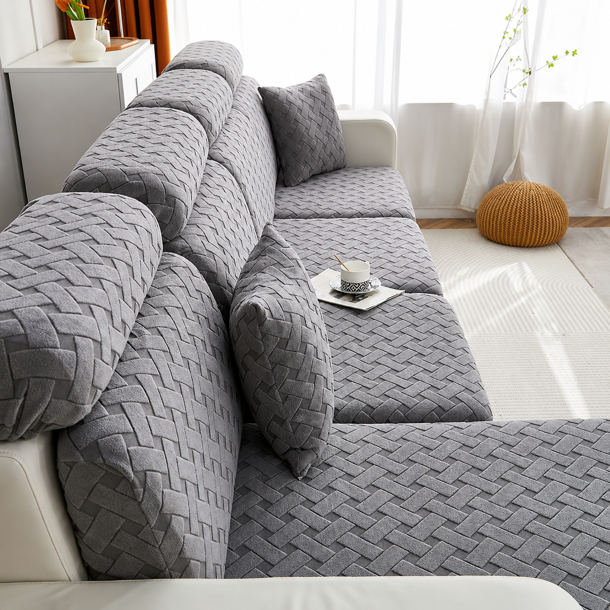 Anti Slip L Shaped Sectional Cushion Sofa Couch Cover