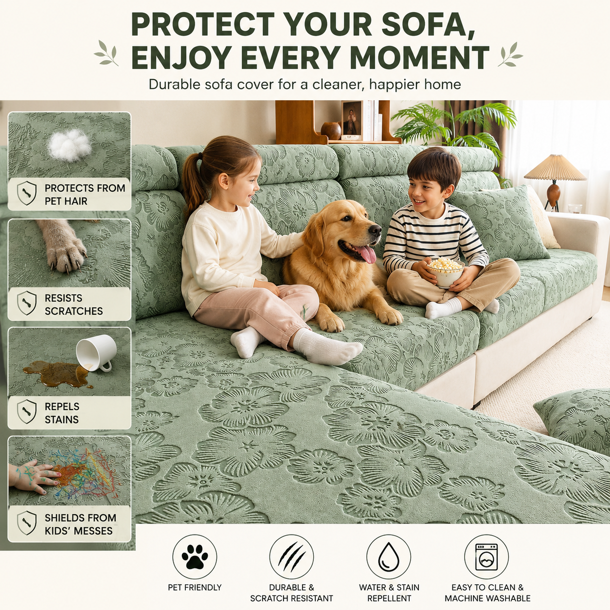 Anti Slip Floral L Shaped Sectional Cushion Sofa Couch Cover