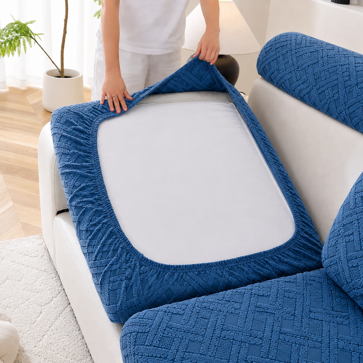 Anti Slip Jacquard L Shaped Sectional Cushion Sofa Couch Cover