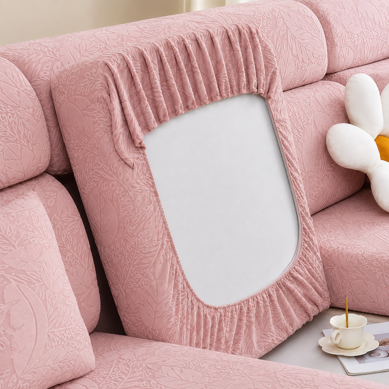 Jacquard Anti-Slip L Shaped Skirt Cushion Sofa Couch Cover