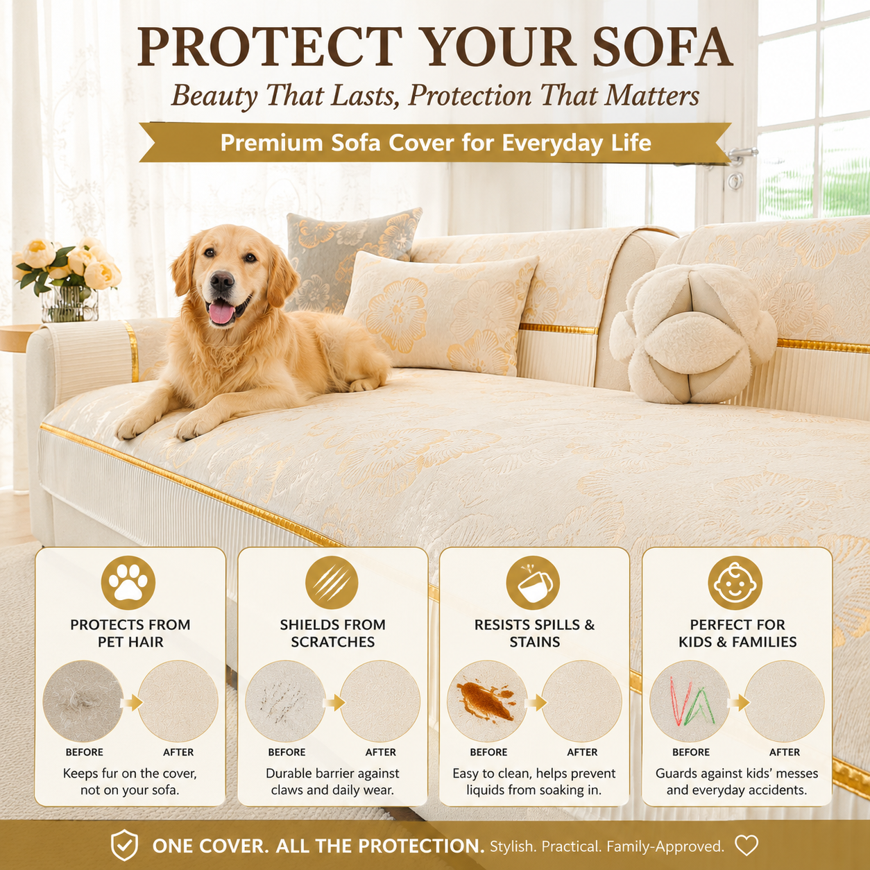 Non Slip Chenille Luxury Sofa Couch Cover