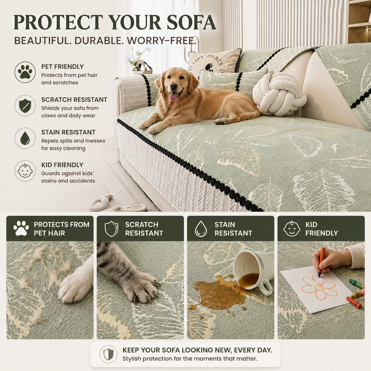Non-Slip Jacquard Chenille Sofa Couch Cover