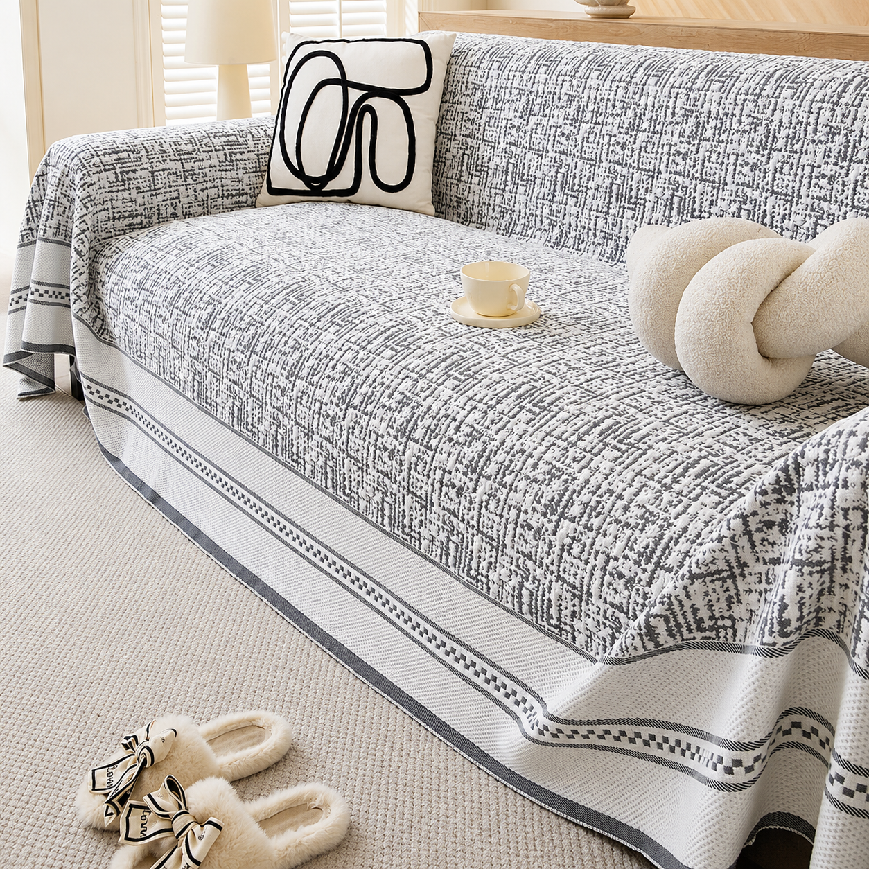 Non-Slip Elegant Geometric Tassels Sofa Couch Cover