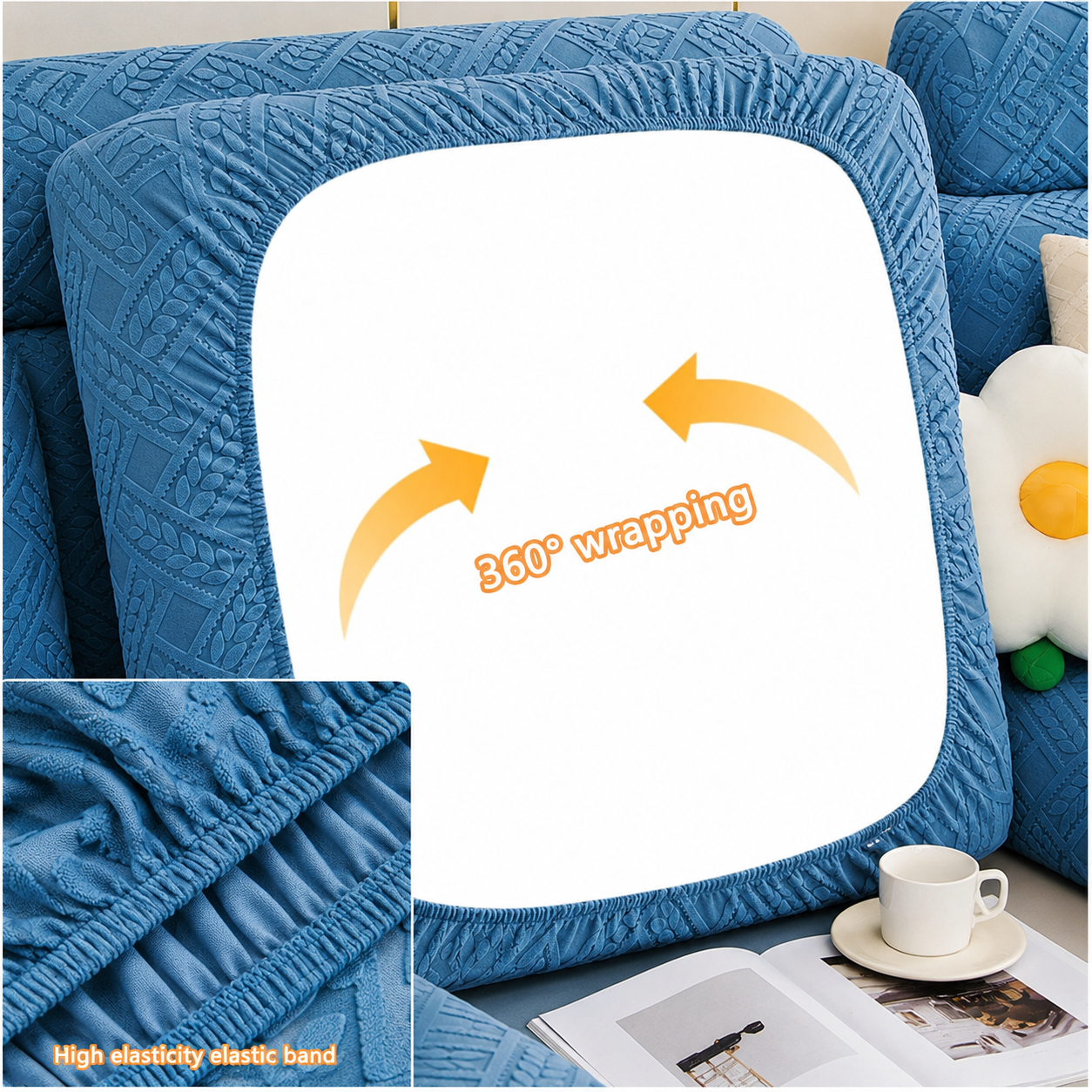 Anti Slip Jacquard Geometric L Shaped Sectional Cushion Sofa Couch Cover