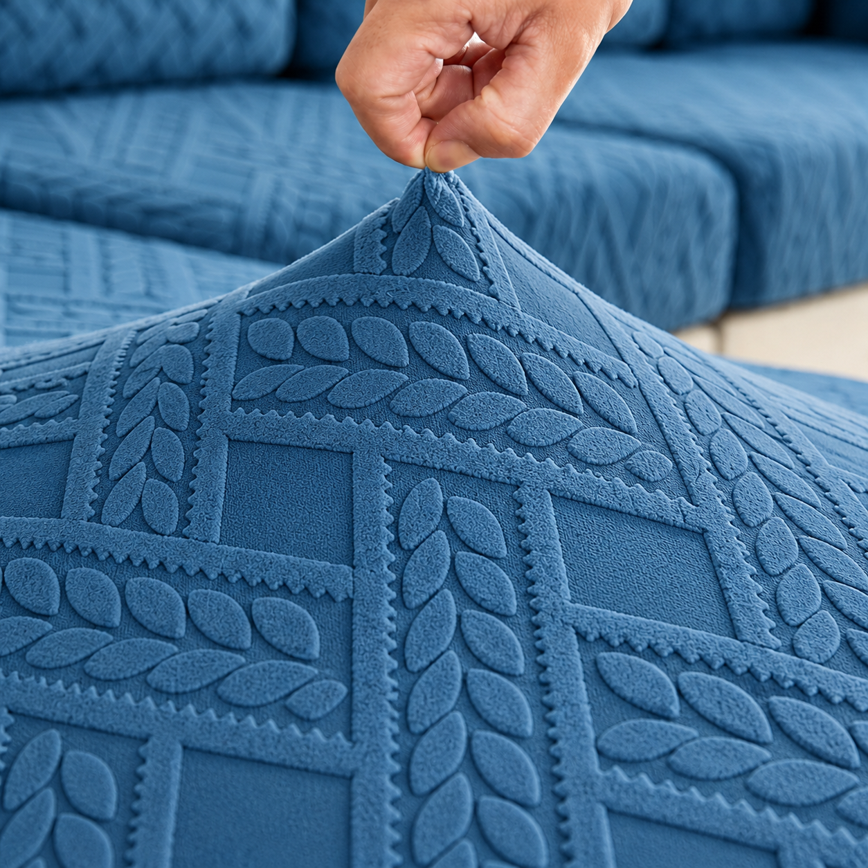 Anti Slip Jacquard Geometric L Shaped Sectional Cushion Sofa Couch Cover