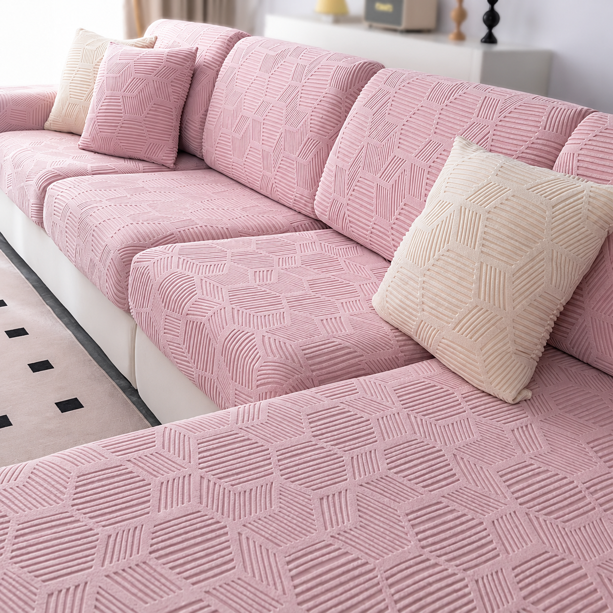 Anti Slip Cushion L Shaped Geometric Sectional Sofa Couch Cover