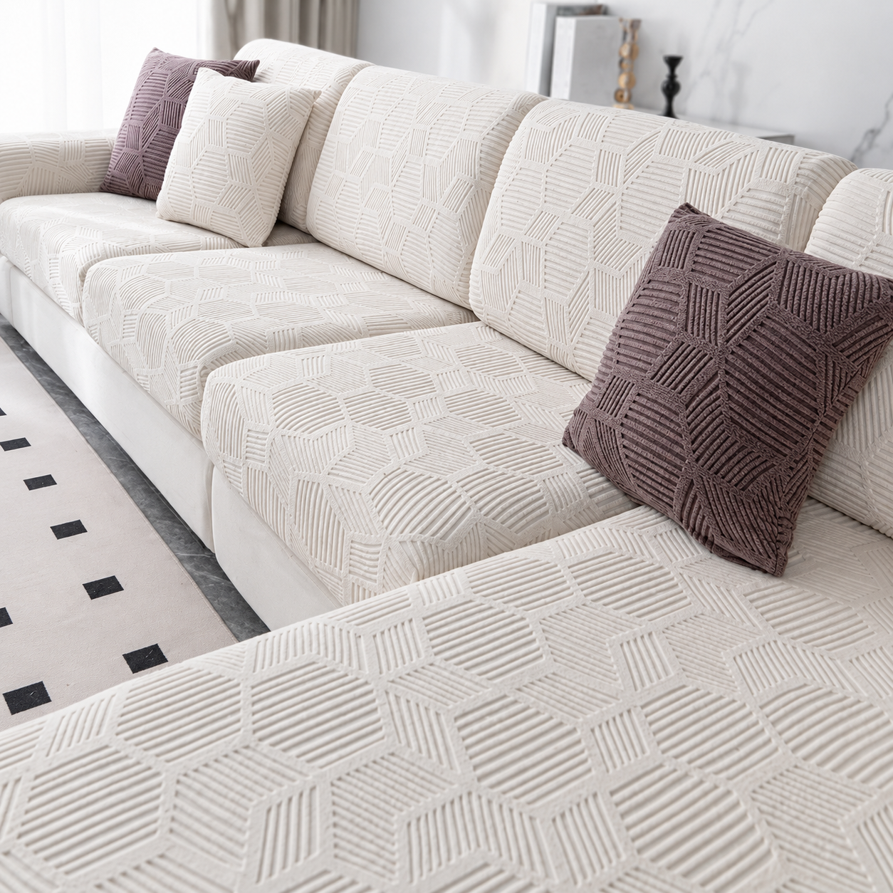 Anti Slip Cushion L Shaped Geometric Sectional Sofa Couch Cover