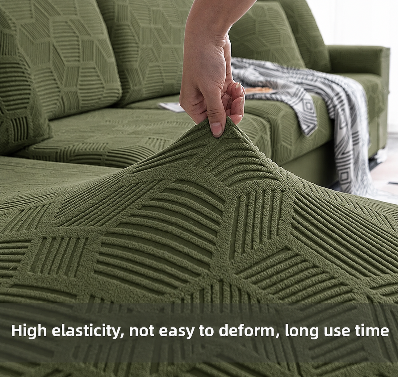 Anti Slip Cushion L Shaped Geometric Sectional Sofa Couch Cover