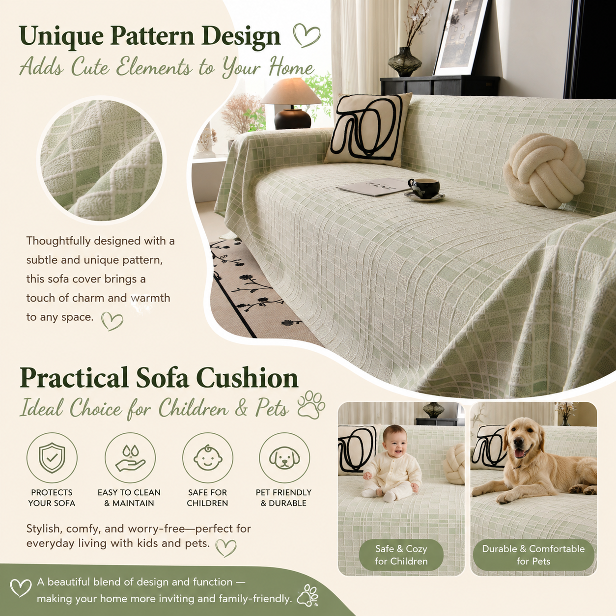 Non-Slip Plaid Geometric Jacquard Sofa Couch Cover