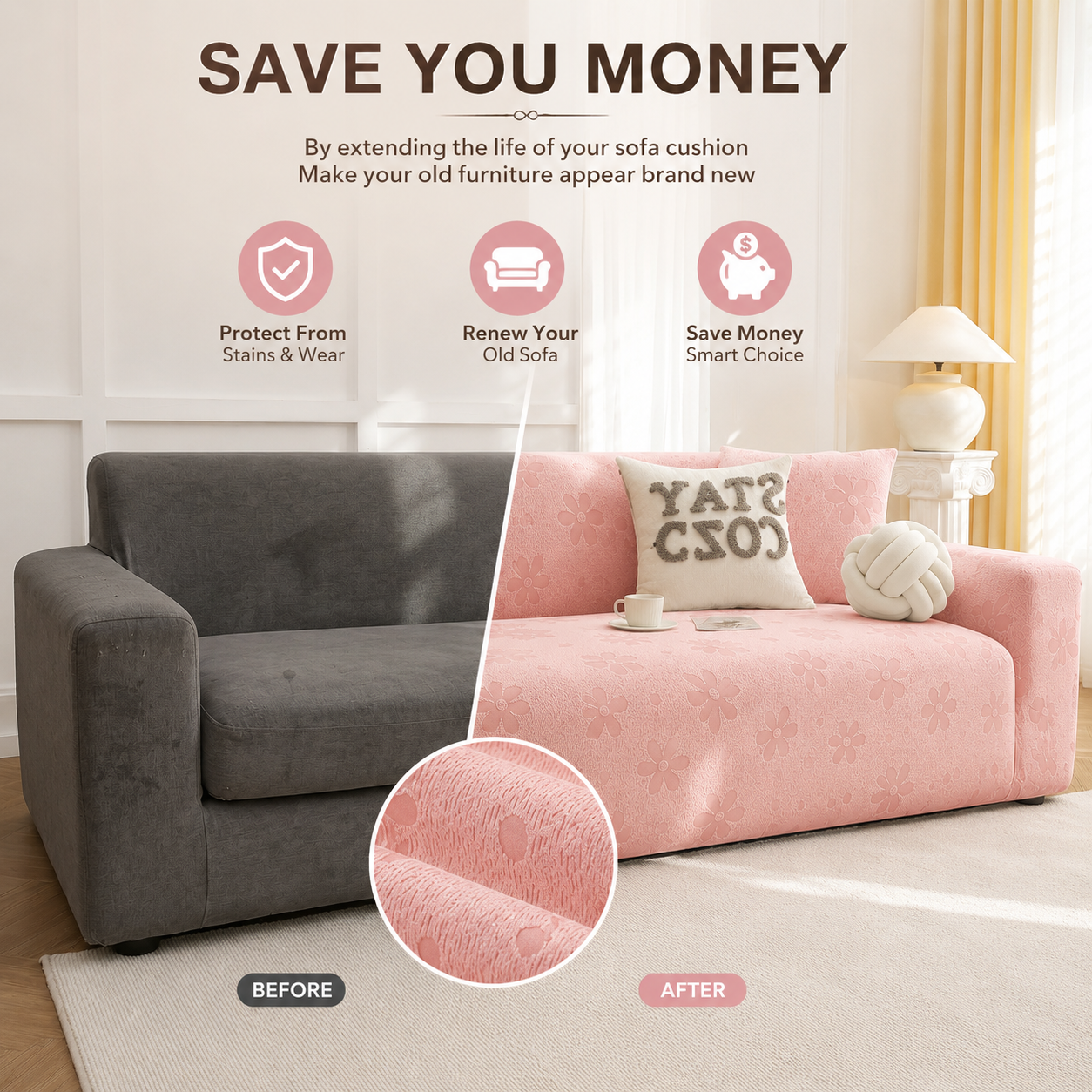360 Floral Jacquard Slipcover Sofa Couch Cover