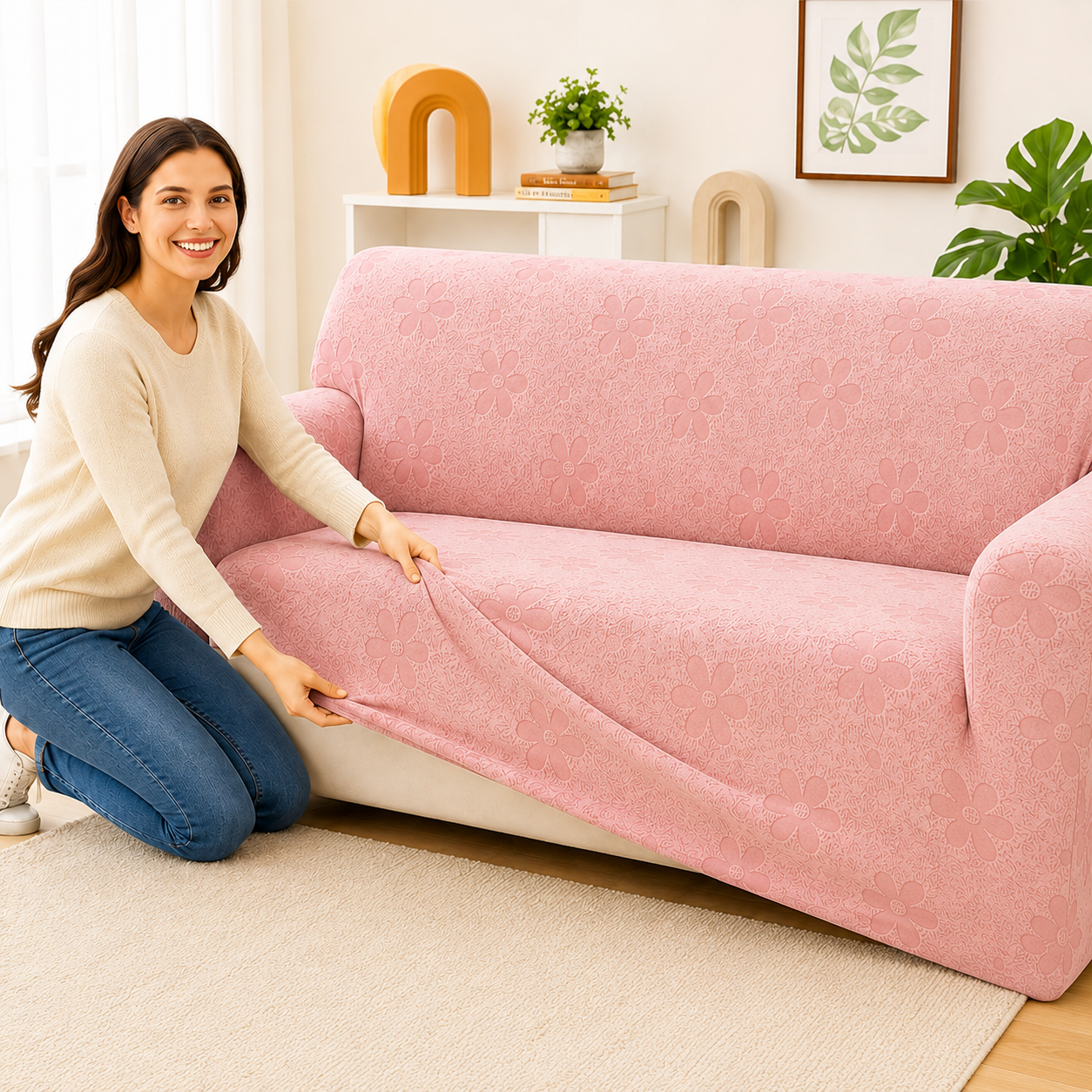 360 Floral Jacquard Slipcover Sofa Couch Cover