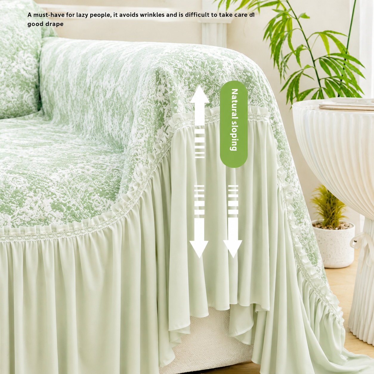 Boho Non-Slip Luxury Chenille Elegance Skirted Sofa Couch Cover