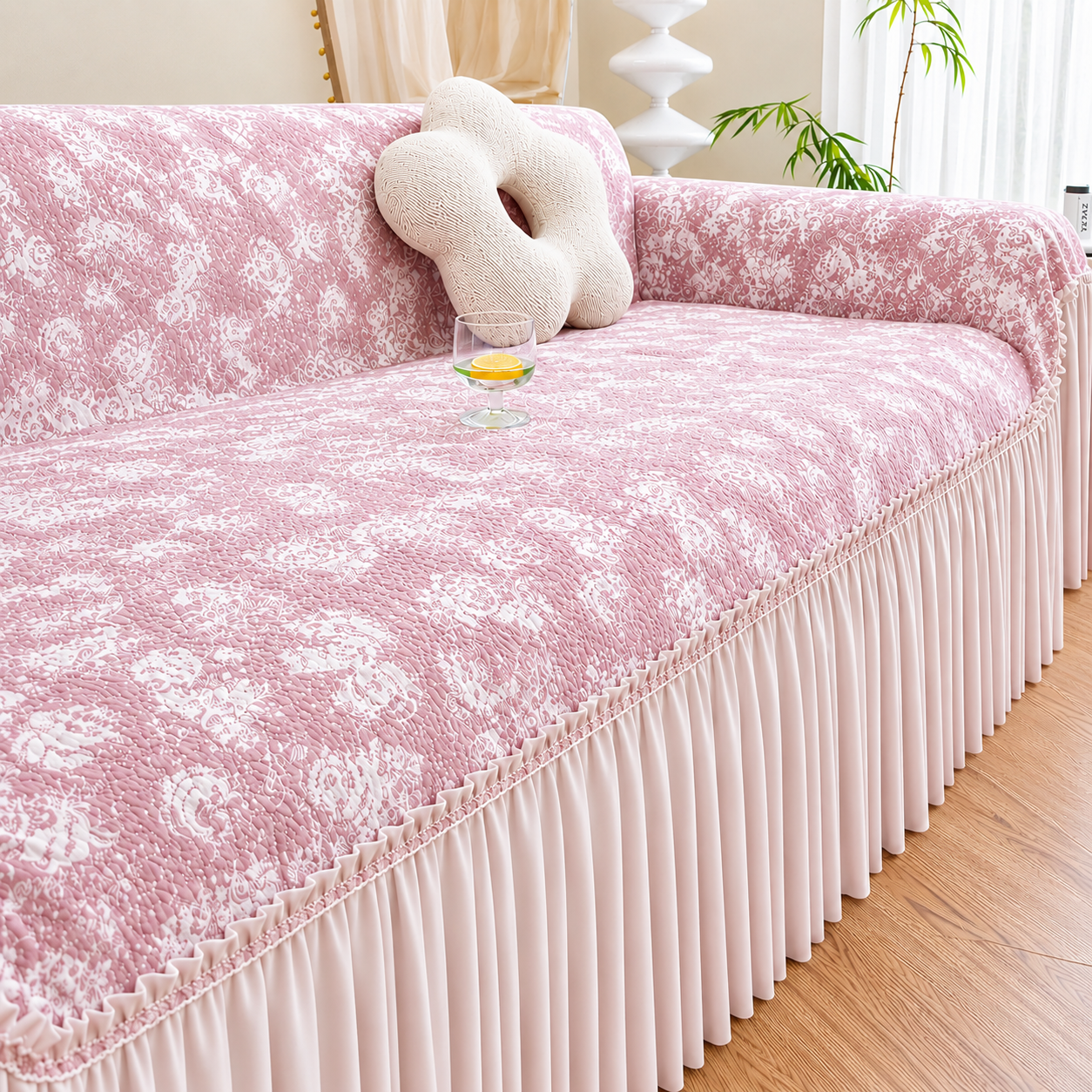 Boho Non-Slip Luxury Chenille Elegance Skirted Sofa Couch Cover