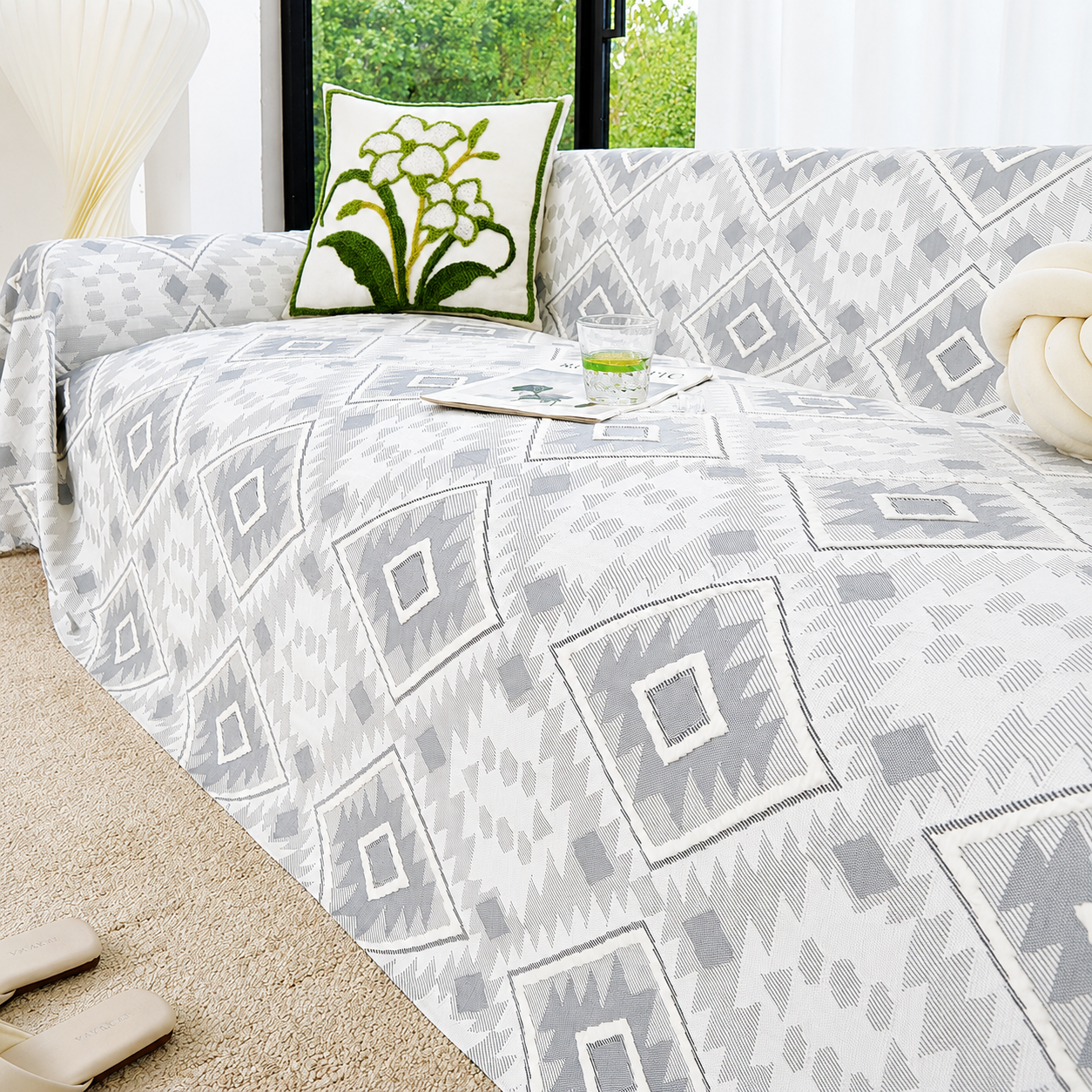 Anti-Slip Elegant Boho Geometric Sofa Couch Cover