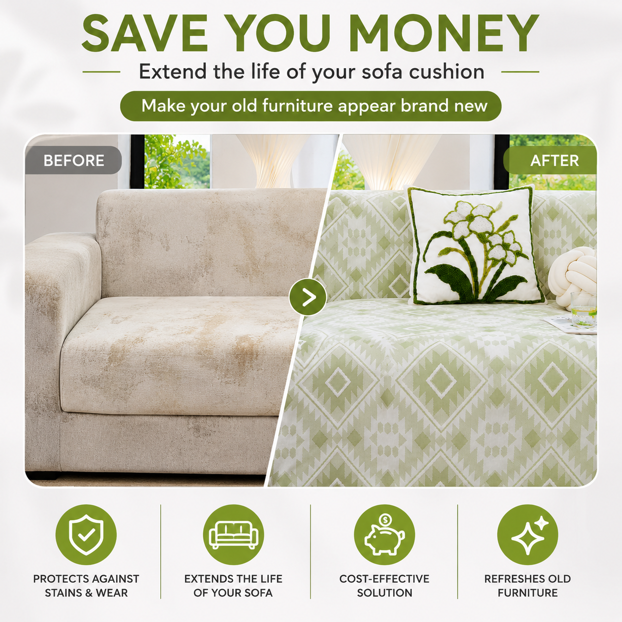 Anti-Slip Elegant Boho Geometric Sofa Couch Cover