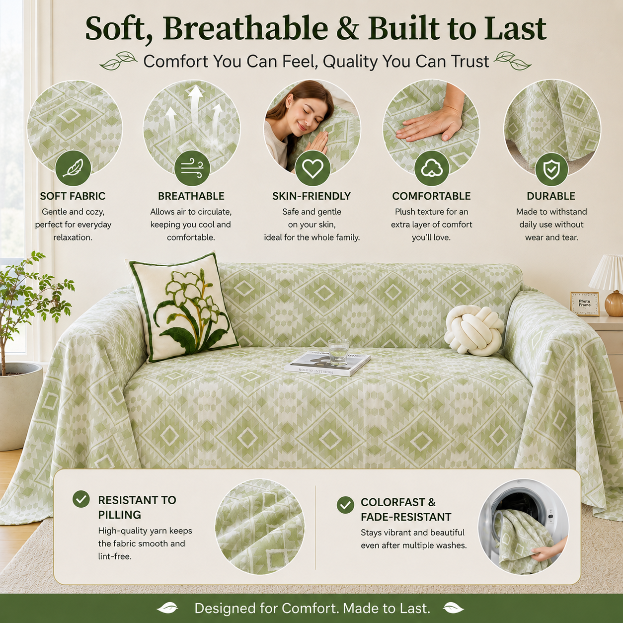 Anti-Slip Elegant Boho Geometric Sofa Couch Cover